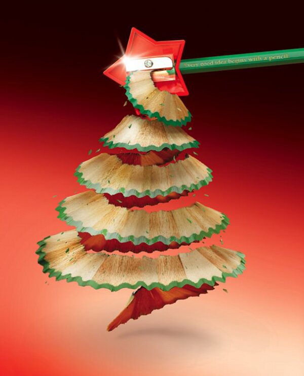 sapin de noël en pelure de crayon
